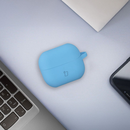Silikonowe etui z karabińczykiem Bizon Case Headphone Silicone do Galaxy Buds 3/3 Pro, niebieskie