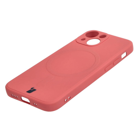 Etui Bizon Case Silicone Magnetic Sq do iPhone 13 Mini, brudny róż