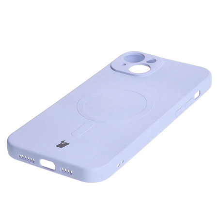 Etui silikonowe z pierścieniem magnetycznym Bizon Case Silicone Magnetic do iPhone 15 Plus, jasnofioletowe
