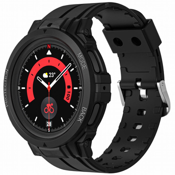 Etui z paskiem Bizon Strap + Case Watch Action Pro do Galaxy Watch 5 Pro 45 mm, czarne