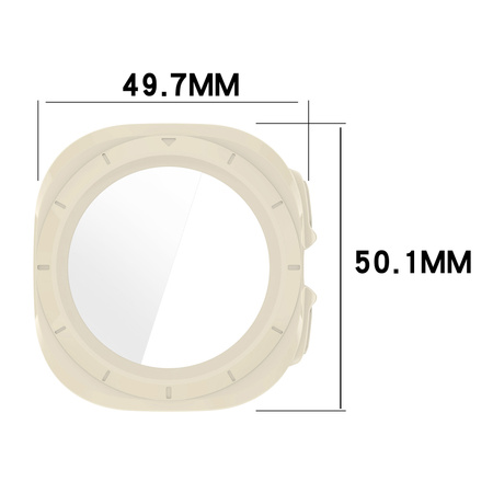 Etui ze szkłem do zegarka Bizon Case+Glass Watch do Galaxy Watch Ultra 2 / 1, beżowe