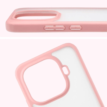 Etui Bizon Case Angelo do Xiaomi 15T Pro, półprzezroczyste z jasnoróżową ramką