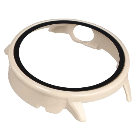 Etui ze szkłem do zegarka Bizon Case Watch Adamo do OnePlus Watch 3 43 mm, beżowe