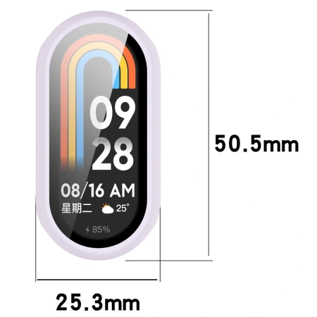 Etui ze szkłem do zegarka Bizon Case Watch Adamo do Xiaomi Smart Band 10, jasnofioletowe