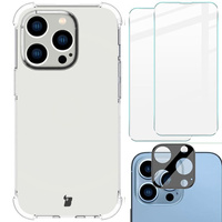 Etui + 2x szkło + obiektyw Bizon Case Clear Pack do iPhone 14 Pro, przezroczyste