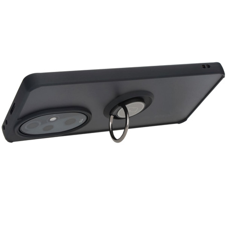 Etui z uchwytem na palec Bizon Case Hybrid Ring do Honor 200 Pro, przydymione z czarną ramką