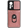 Etui Bizon Case Camshield Card Slot Ring do Xiaomi 12 Lite, jasnoróżowe