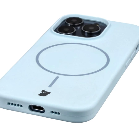 Silikonowe etui z pierścieniem magnetycznym Bizon Soft Case Magnetic do iPhone 14 Pro, błękitne