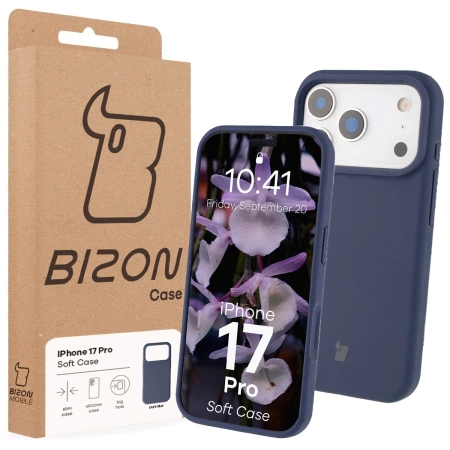 Silikonowe etui Bizon Soft Case do iPhone 17 Pro, ciemnoniebieskie