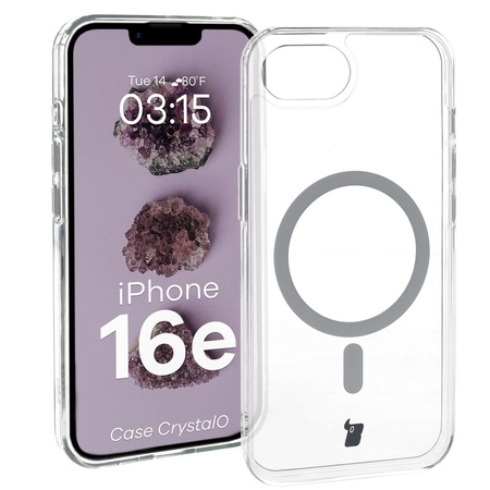 Etui z pierścieniem magnetycznym Bizon Case CrystalO do iPhone 16e, przezroczyste