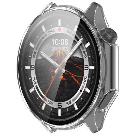 Etui ze szkłem do zegarka Bizon Case+Glass Watch do OnePlus Watch 3 / Oppo Watch X2, przezroczyste