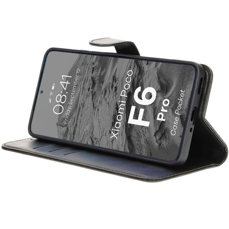 Etui z klapką Bizon Case Pocket do Xiaomi Poco F6 Pro, czarne