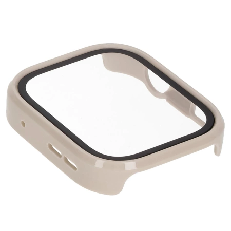 Etui ze szkłem do zegarka Bizon Case Watch Adamo do Huawei Watch Fit 4 Pro, beżowe