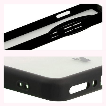 Etui Bizon Case Angelo do OnePlus 13, półprzezroczyste z czarną ramką