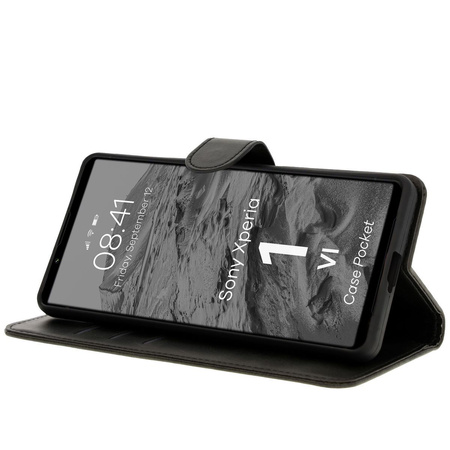 Etui z klapką Bizon Case Pocket do Sony Xperia 1 VI, czarne