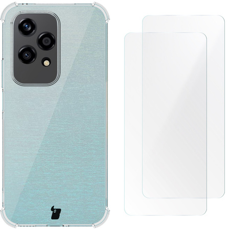 Elastyczne etui + 2x folia na ekran Bizon Case Clear Pack do Honor 200 Lite, przezroczyste