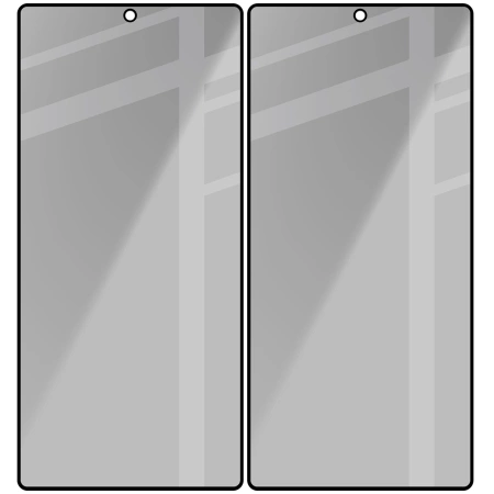Prywatyzujące szkło hartowane Bizon Glass Edge Shadow Duo do Galaxy S25 Ultra, przyciemniane z czarną ramką, 2 sztuki