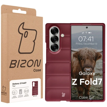 Pancerne etui Bizon Case Tur do Galaxy Z Fold7, burgundowe