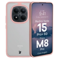 Etui Bizon Case Angelo do Xiaomi Redmi Note 15 Pro Plus 5G / POCO M8 Pro 5G, półprzezroczyste z jasnoróżową ramką