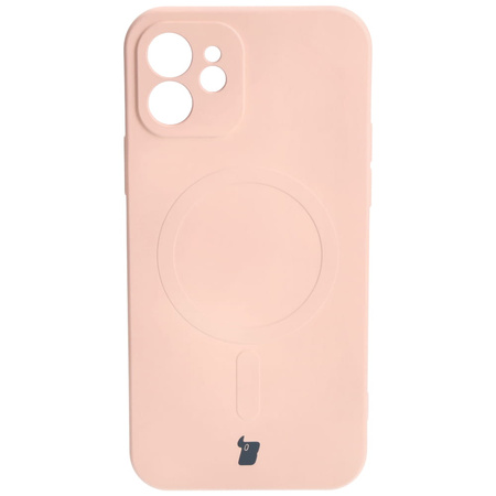 Etui silikonowe z pierścieniem magnetycznym Bizon Case Silicone Magnetic do iPhone 12, jasnoróżowe