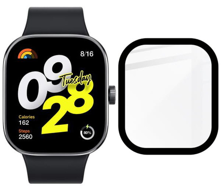 Szkło hybrydowe Bizon Glass Watch Edge Hybrid dla Redmi Watch 4, czarne