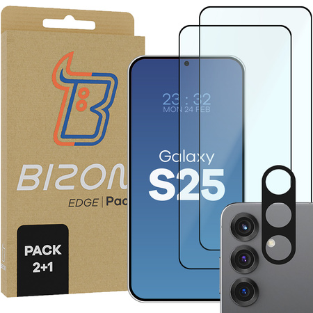 2x Szkło + szybka na aparat Bizon Edge 2 Pack do Galaxy S25