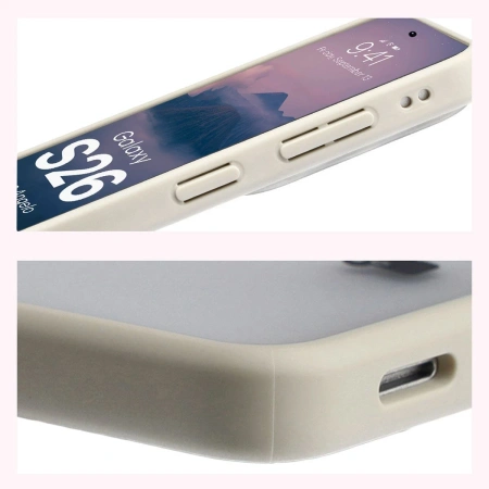 Etui Bizon Case Angelo do Galaxy S26, półprzezroczyste z beżową ramką