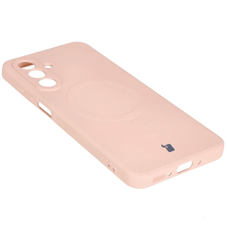 Silikonowe etui z pierścieniem magnetycznym Bizon Case Silicone Magnetic Sq do Galaxy A26 5G, jasnoróżowe