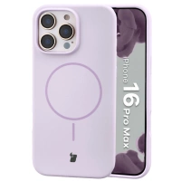 Silikonowe etui z pierścieniem magnetycznym Bizon Soft Case Magnetic do iPhone 16 Pro Max, jasnofioletowe