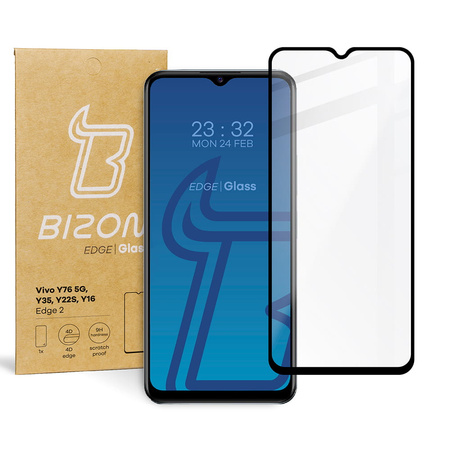 Szkło hartowane Bizon Glass Edge 2 do Vivo Y76 5G / Y35 / Y22s / Y16, czarne