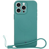 Silikonowe etui z pierścieniem magnetycznym Bizon Case Silicone Magnetic do iPhone 16 Pro Max, ciemnozielone