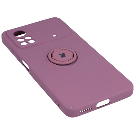 Etui Bizon Case Silicone Ring do Xiaomi Poco X4 Pro 5G, ciemnofioletowe