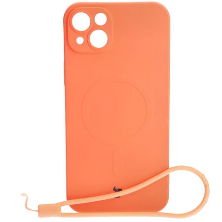 Etui silikonowe z pierścieniem magnetycznym Bizon Case Silicone Magnetic do iPhone 14 Plus, marchewkowe