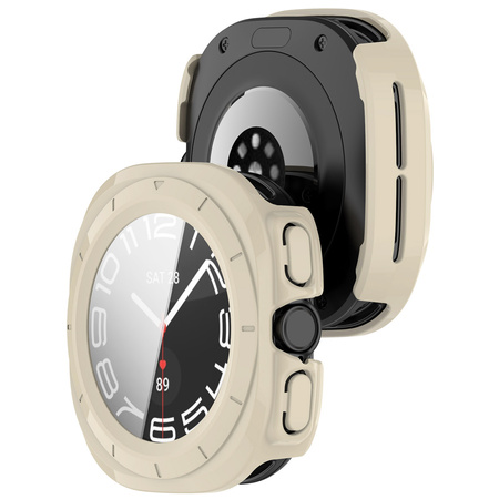 Etui ze szkłem do zegarka Bizon Case+Glass Watch do Galaxy Watch Ultra 2 / 1, beżowe