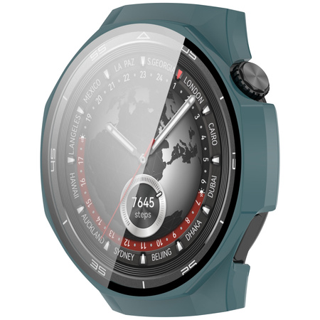 Etui ze szkłem do zegarka Bizon Case Watch Adamo do Huawei Watch GT 5 Pro 46 mm, zielone