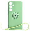 Etui Bizon Case Silicone Ring Sq do Galaxy S24 Plus, jasnozielone