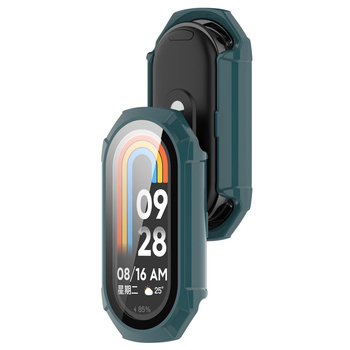 Etui ze szkłem do zegarka Bizon Case+Glass Watch do Xiaomi Smart Band 9, zielone