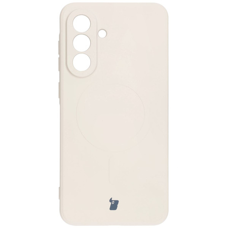 Silikonowe etui z pierścieniem magnetycznym Bizon Case Silicone Magnetic Sq do Galaxy A36 5G, beżowe