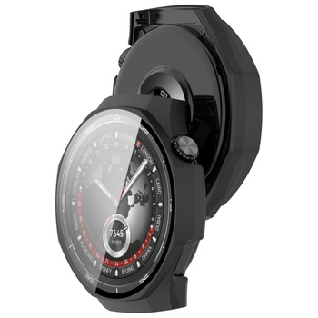 Etui ze szkłem do zegarka Bizon Case Watch Adamo do Huawei Watch GT 5 Pro 46 mm, czarne matowe