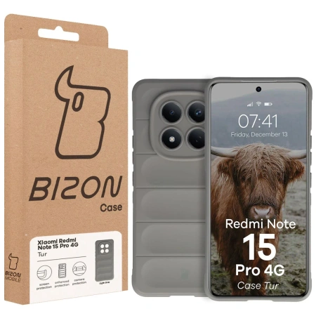 Pancerne etui Bizon Case Tur do Xiaomi Redmi Note 15 Pro 4G, jasnoszare