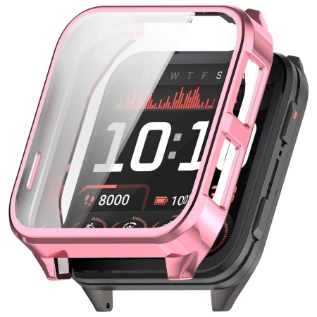 Etui z osłoną ekranu Bizon Case Watch Felipe do Garmin Venu X1, różowe