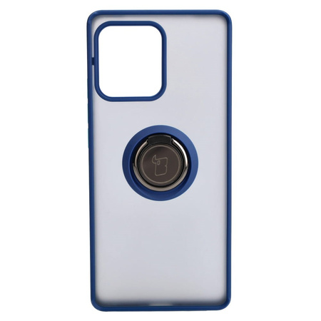 Etui z uchwytem na palec Bizon Case Hybrid Ring do Motorola Edge 40 Pro, przydymione z granatową ramką