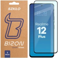 Szkło hartowane Bizon Glass Edge Duo do Realme 12 Plus, czarna ramka, 2 sztuki
