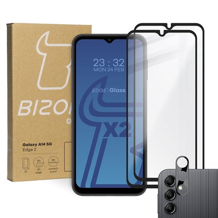 2x Szkło + szybka na aparat BIZON Edge 2 do Galaxy A14 4G/5G