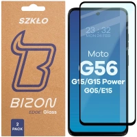 Szkło hartowane Bizon Glass Edge Duo do Motorola Moto G15 / G15 Power / G05 / E15 / G56 5G, czarna ramka, 2 sztuki