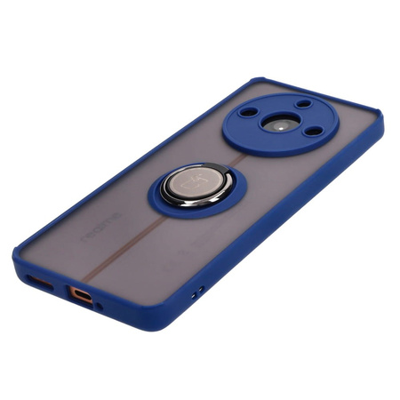 Etui z uchwytem na palec Bizon Case Hybrid Ring do Realme 11 Pro / 11 Pro+, przydymione z granatową ramką