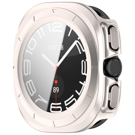 Etui ze szkłem do zegarka Bizon Case+Glass Watch do Galaxy Watch Ultra 47 mm, satynowo szampańskie