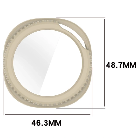 Etui ze szkłem do zegarka Bizon Case+Glass Watch do Samsung Galaxy Watch 8 Classic 46 mm, beżowe