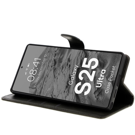 Etui z klapką Bizon Case Pocket do Galaxy S25 Ultra, czarne