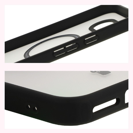 Etui z pierścieniem magnetycznym Bizon Case MatteO do Google Pixel 9a, półprzezroczyste z czarną ramką